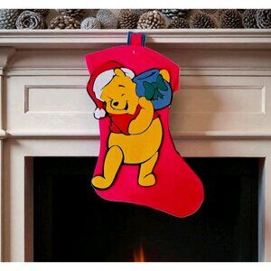 VTG 90s Santa's Best Winnie Pooh 3D‎ Felt Christmas Stocking Red NEW NWT Disney
